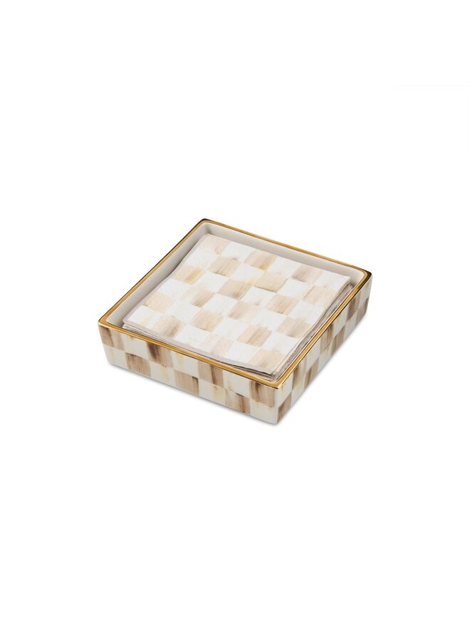 Mocha Check Cocktail Napkin Holder