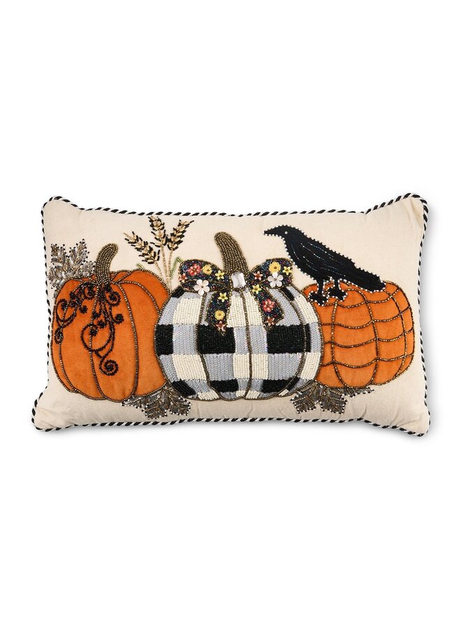 Pumpkin and Crow Lumbar Throw Pillow