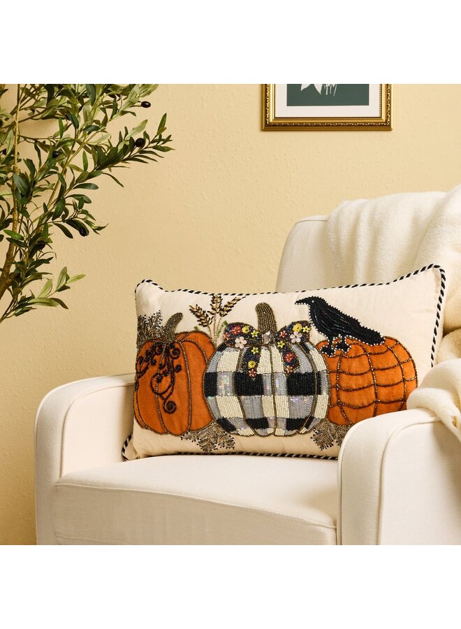 Pumpkin and Crow Lumbar Throw Pillow