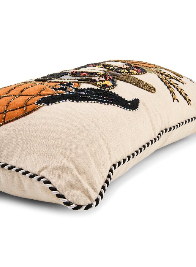 Pumpkin and Crow Lumbar Throw Pillow