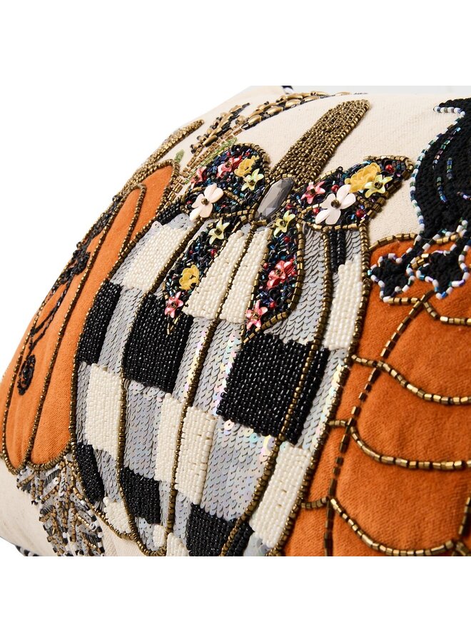 Pumpkin and Crow Lumbar Throw Pillow