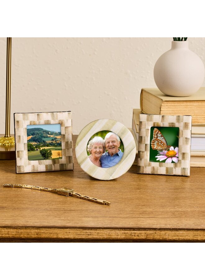 Mocha Fabric Frames, Set of 3