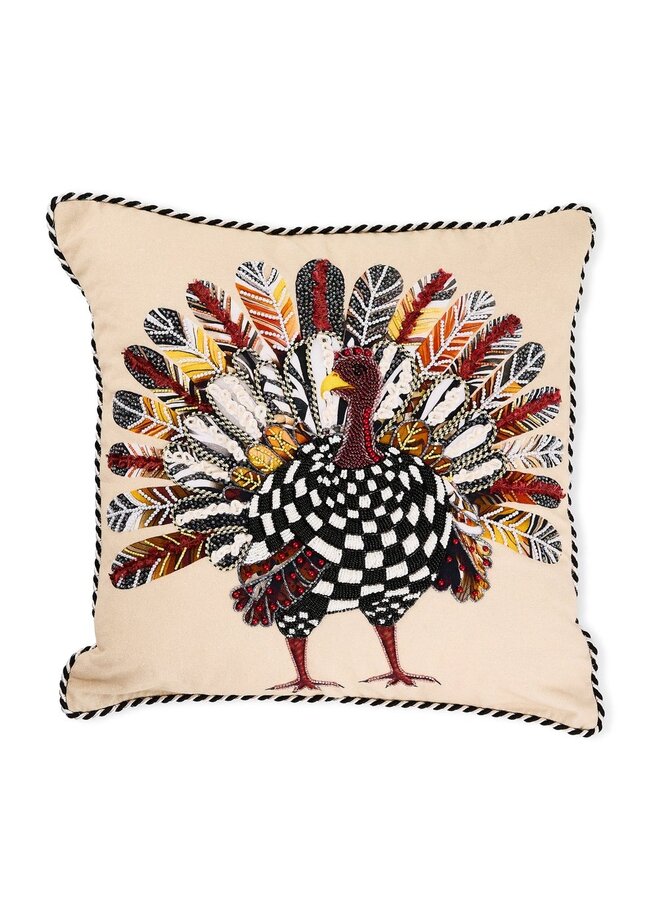 Checked Turkey Throw Pillow