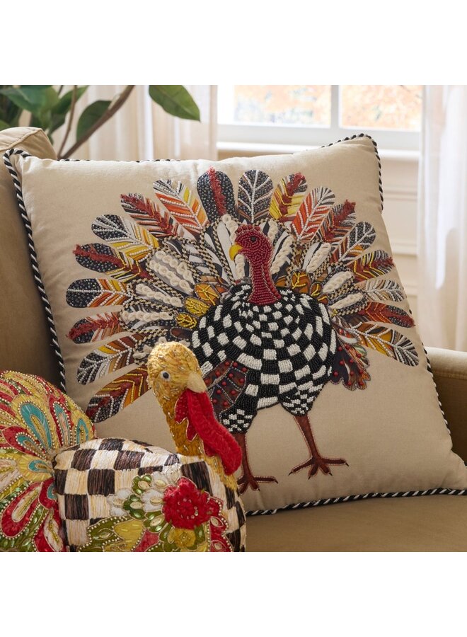 Checked Turkey Throw Pillow