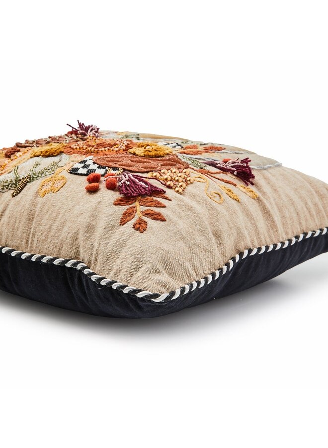 Autumn Frost Beaded Pumpkin Throw Pillow