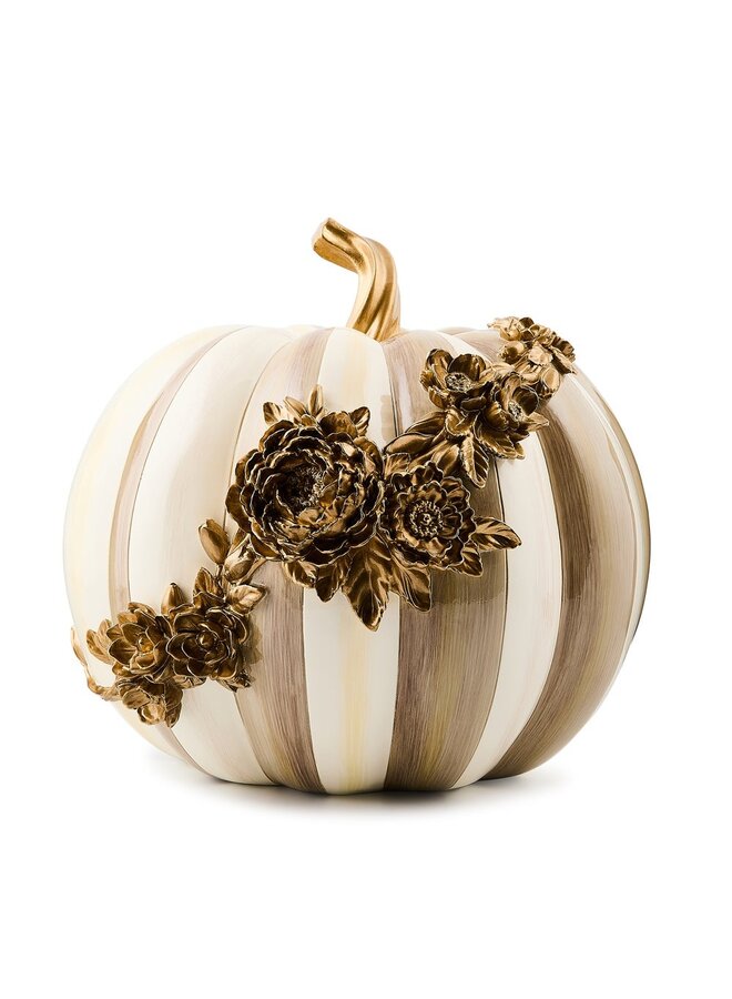 Mocha Stripe Floral Garland Pumpkin