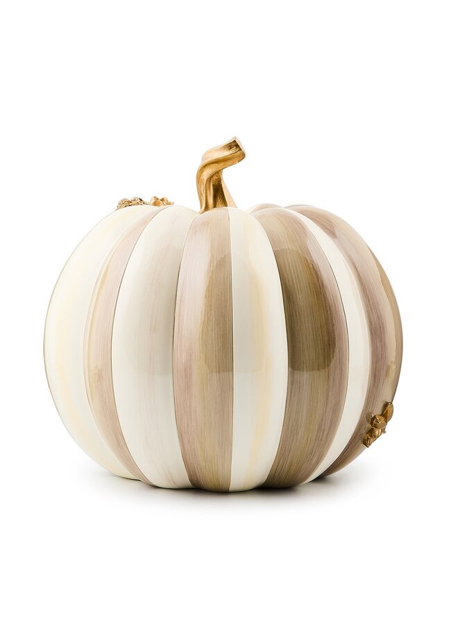 Mocha Stripe Floral Garland Pumpkin
