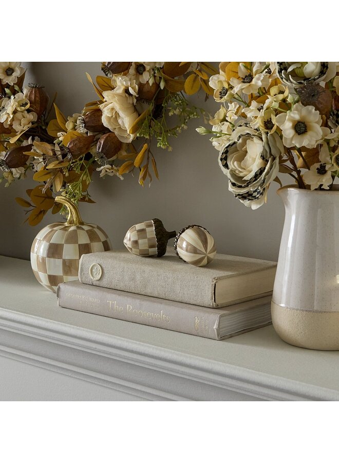 Mocha Check Acorns, Set of 2