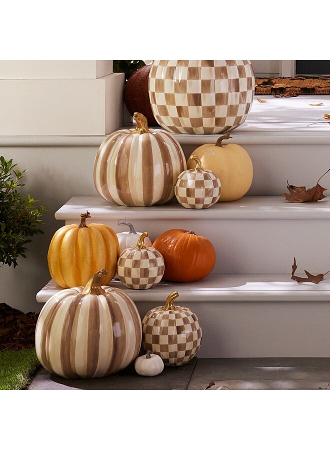 Mocha Check Mini Pumpkin
