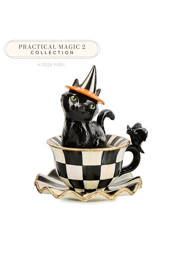 Courtly Check Teacup Cat Decor