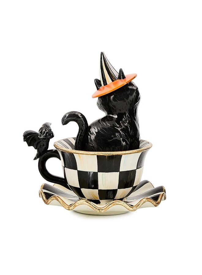 Courtly Check Teacup Cat Decor