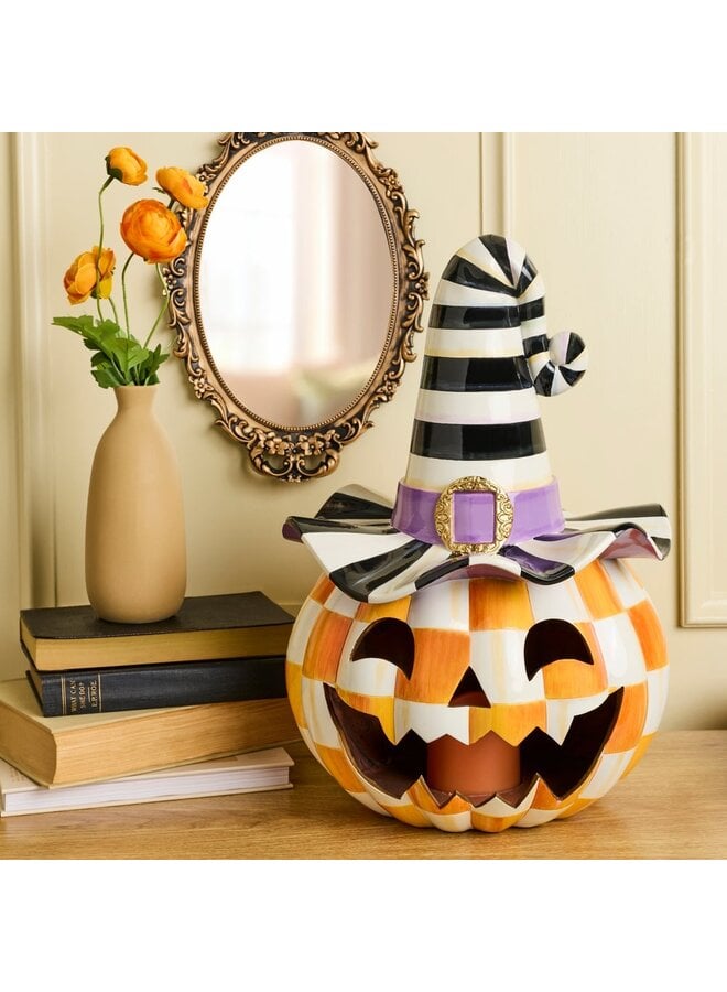 Orange Check Happy Jack Illuminated Pumpkin
