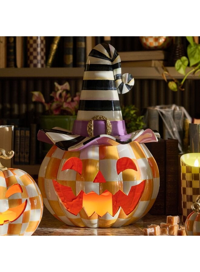 Orange Check Happy Jack Illuminated Pumpkin