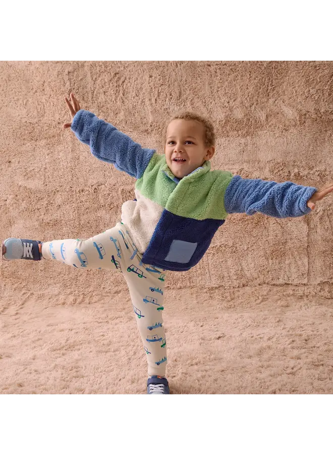 BLUE COLORBLOCK SHERPA BOYS JACKET