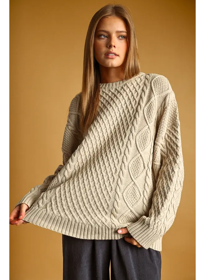 Round Neck Cable Knitted Top