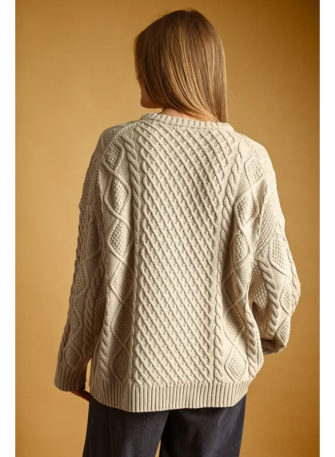 Round Neck Cable Knitted Top