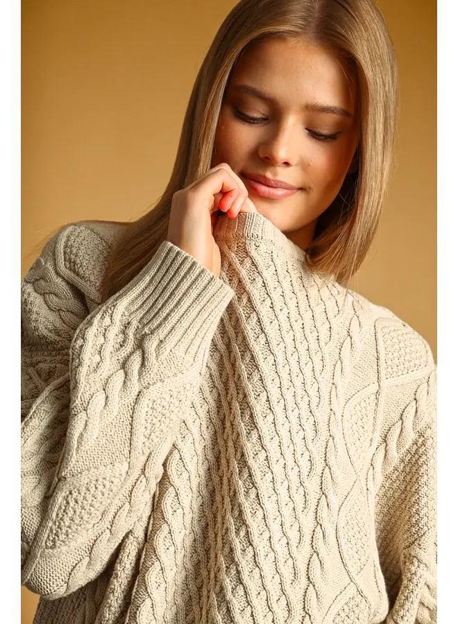 Round Neck Cable Knitted Top