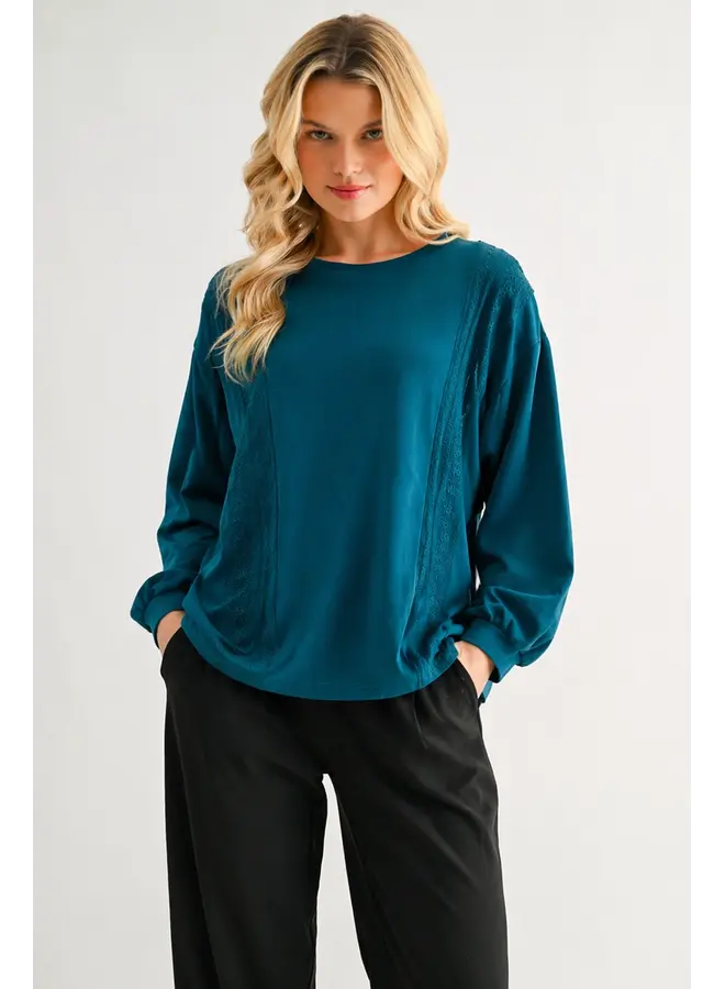 Rosanne Pointe Knit Top with Lace-