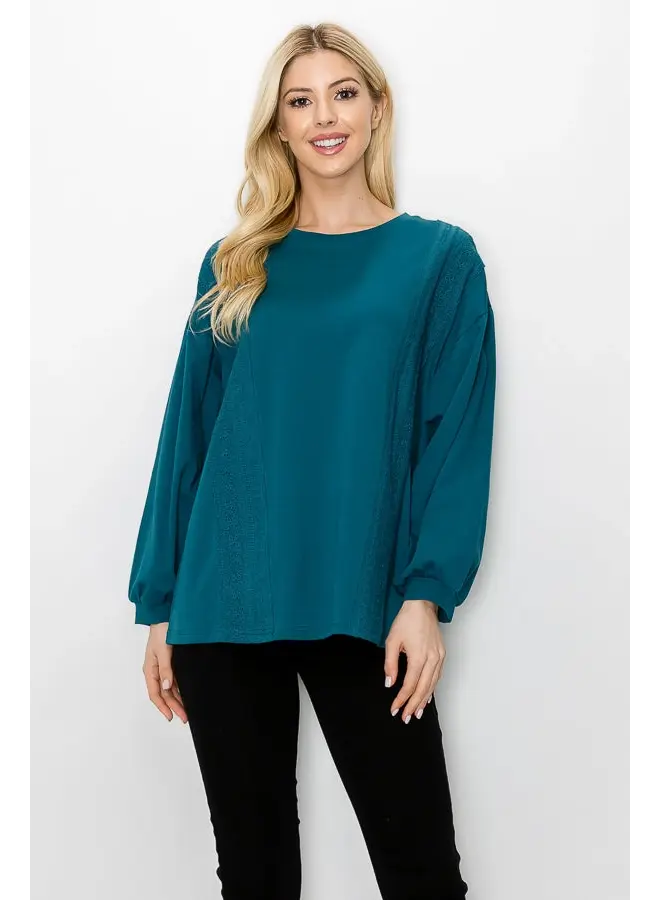 Rosanne Pointe Knit Top with Lace-