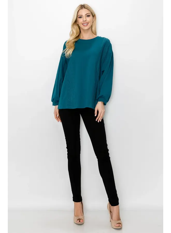 Rosanne Pointe Knit Top with Lace-