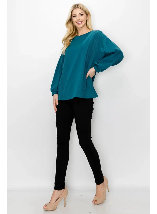 Rosanne Pointe Knit Top with Lace-