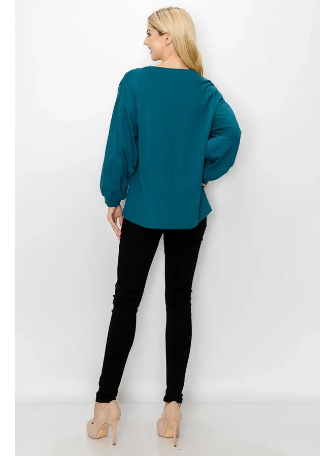 Rosanne Pointe Knit Top with Lace-