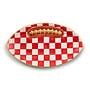 Red Check Ceramic Football Platter