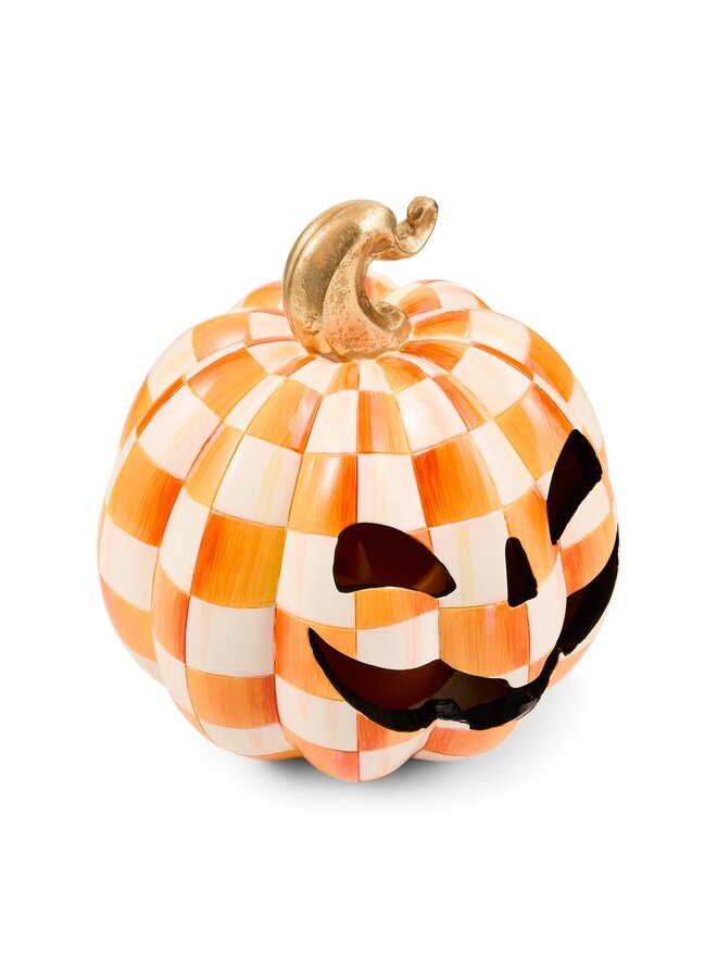 Orange Check Small Illuminated Jack O'Lantern