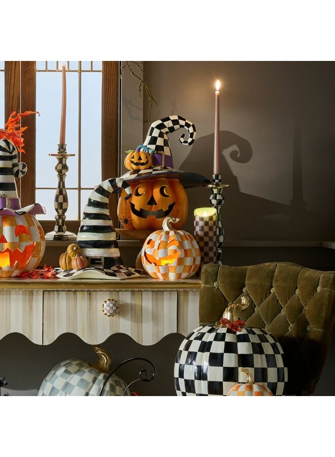 Orange Check Small Illuminated Jack O'Lantern