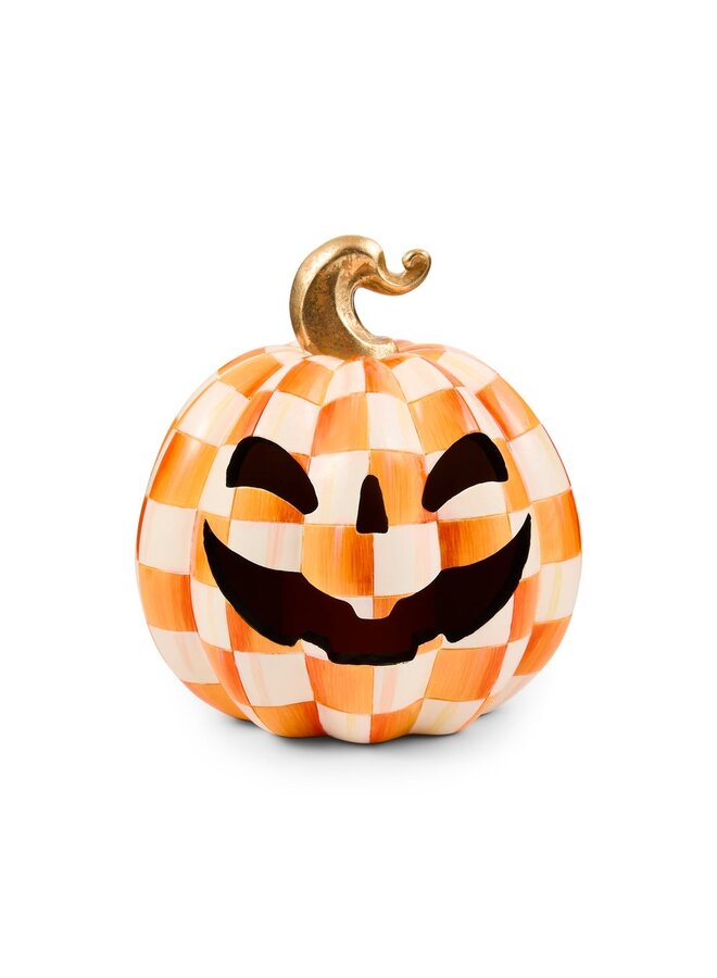 Orange Check Small Illuminated Jack O'Lantern