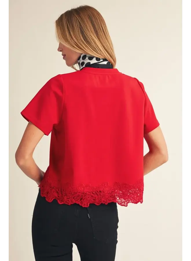V-Neck Lace Detail Tee -