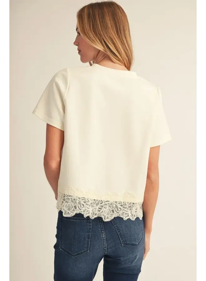 V-Neck Lace Detail Tee -