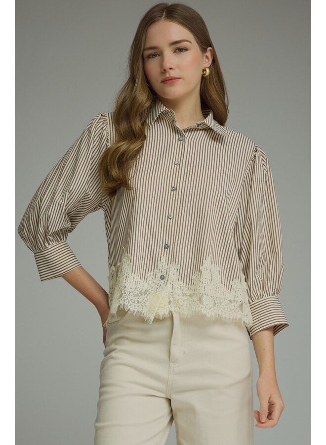 Lace Trim Button Down -