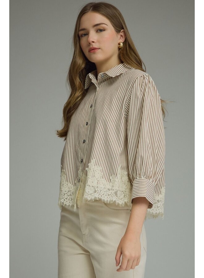 Lace Trim Button Down -