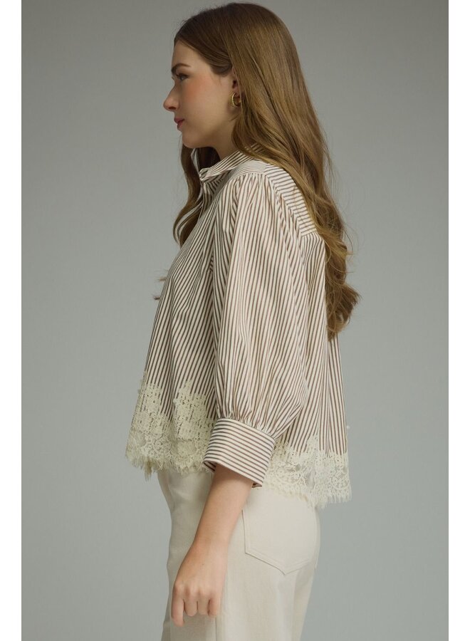 Lace Trim Button Down -