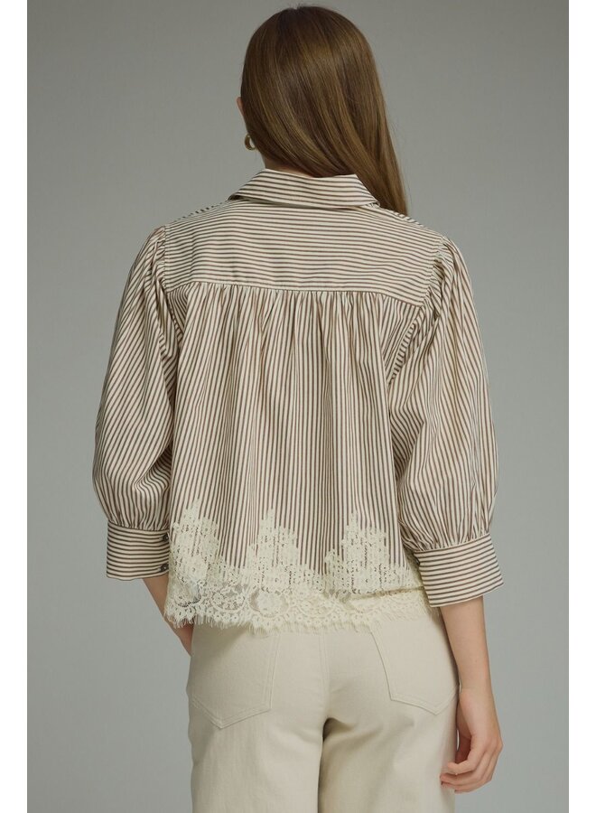 Lace Trim Button Down -