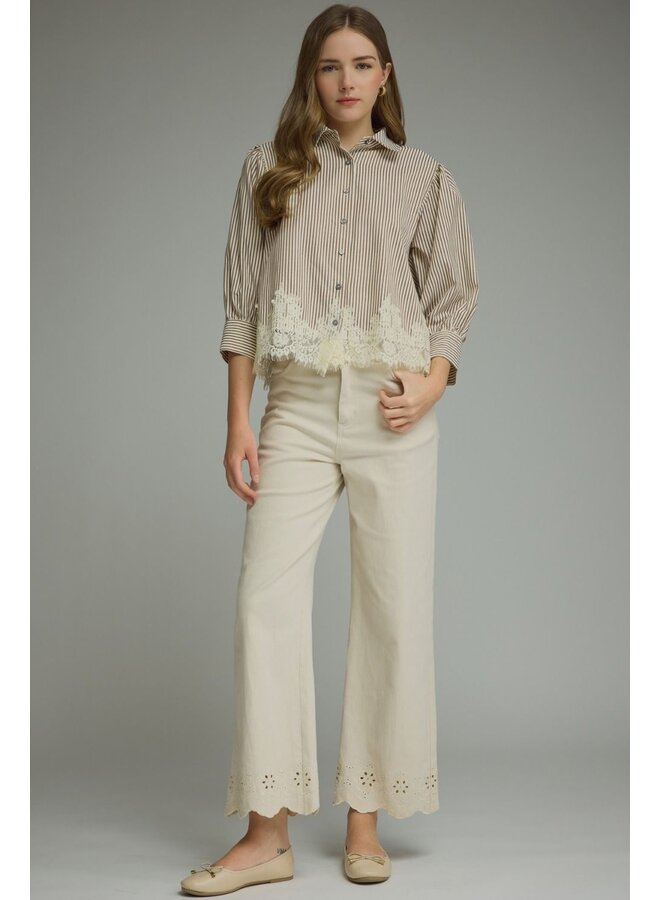 Lace Trim Button Down -