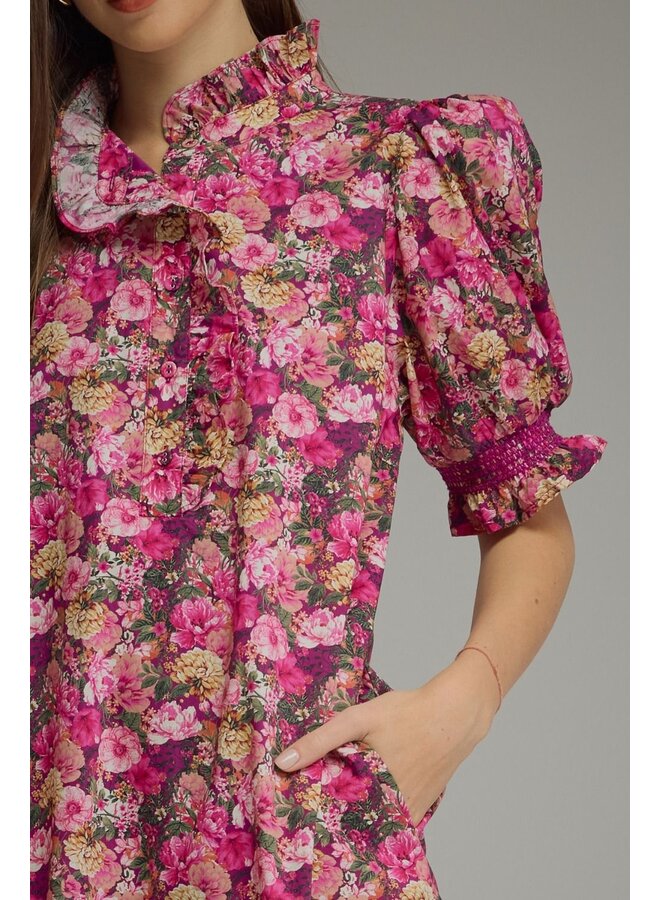 Floral Puff Sleeve Midi Dress