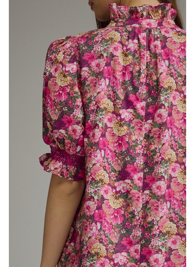 Floral Puff Sleeve Midi Dress