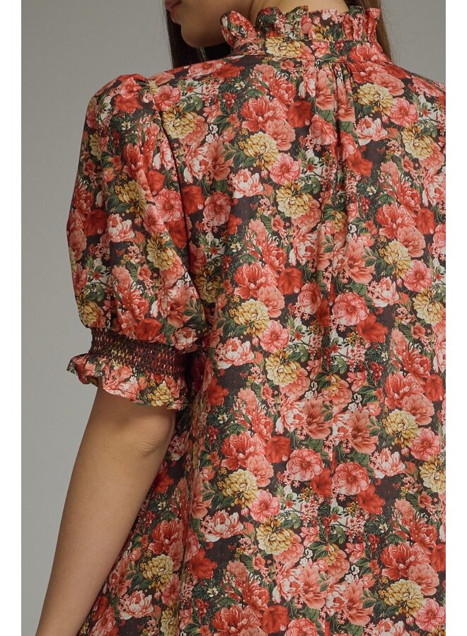 Floral Puff Sleeve Midi Dress