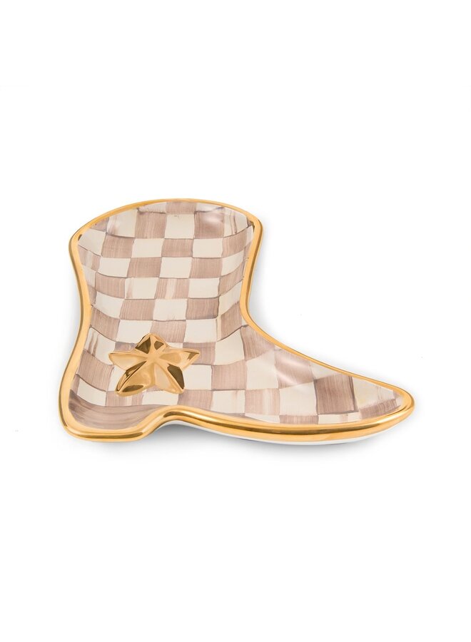 Lainey Wilson Mocha Check Cowgirl Boot Dish _x000D_