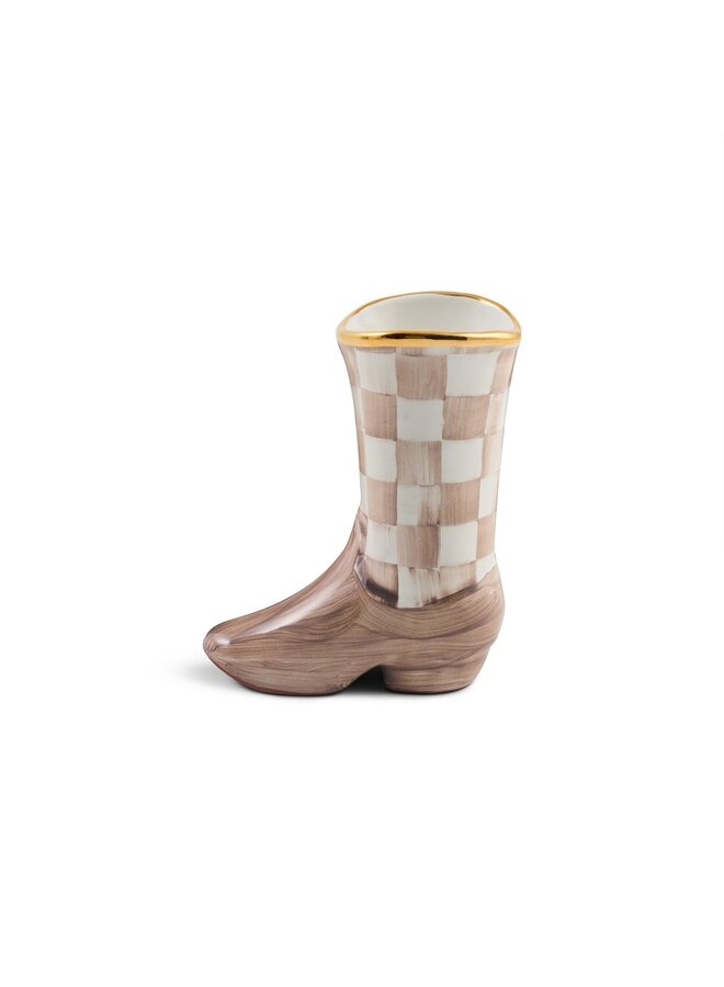 Lainey Wilson Mocha Check Cowgirl Boot Bud Vase _x000D_