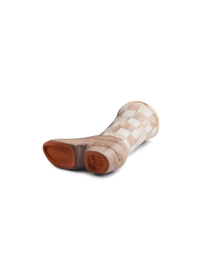 Lainey Wilson Mocha Check Cowgirl Boot Bud Vase _x000D_