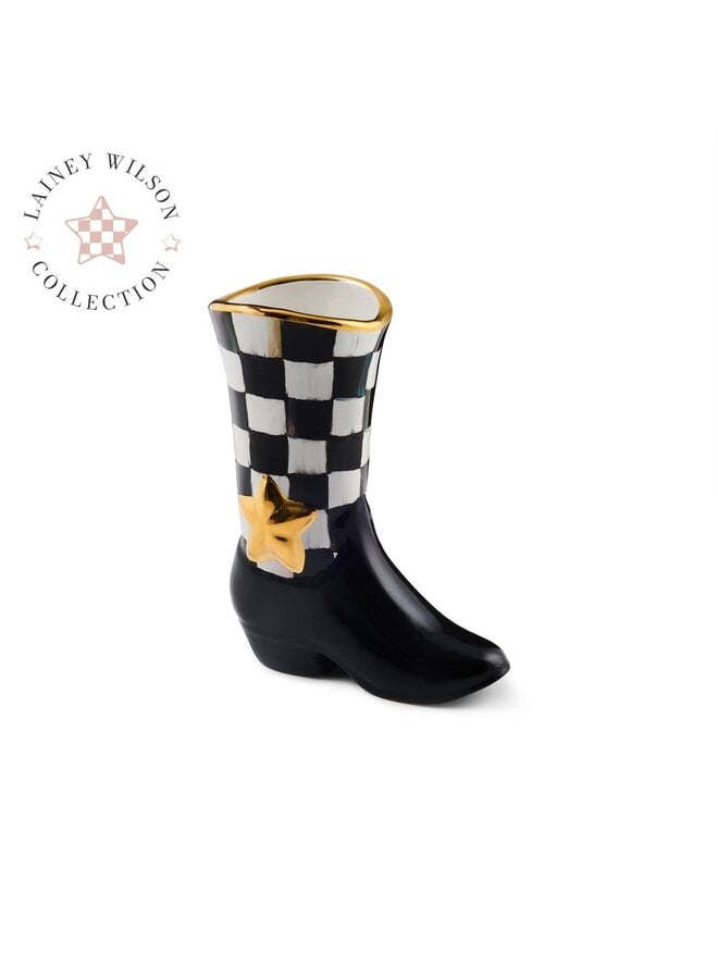Lainey Wilson Courtly Check Cowgirl Boot Bud Vase _x000D_