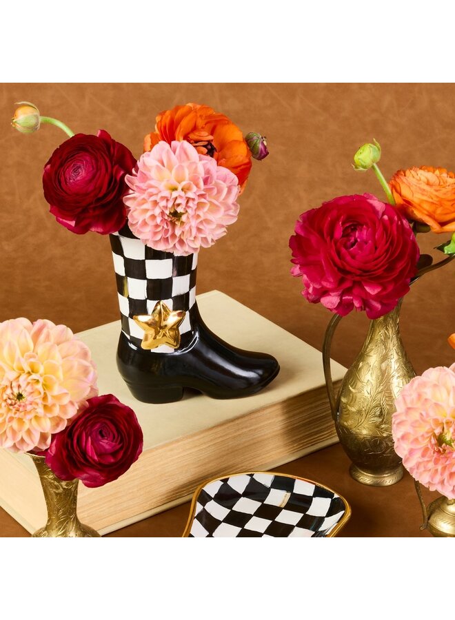 Lainey Wilson Courtly Check Cowgirl Boot Bud Vase _x000D_