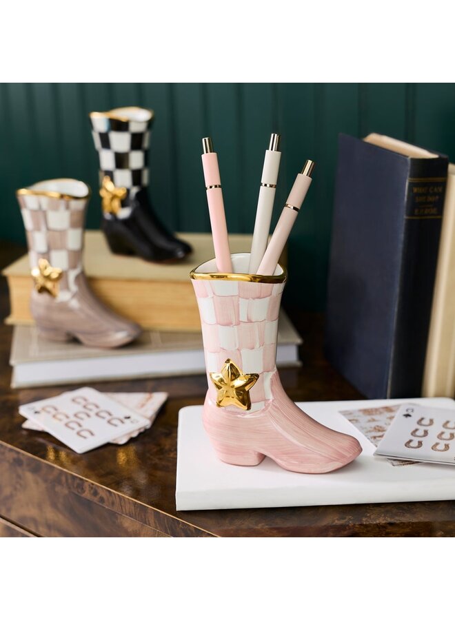 Lainey Wilson Rosy Check Cowgirl Boot Bud Vase _x000D_