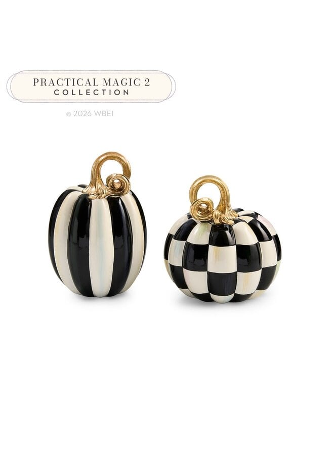 Courtly Check and Stripe Petite Pumpkins, Set of 2