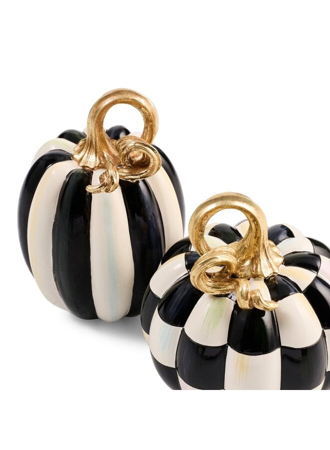 Courtly Check and Stripe Petite Pumpkins, Set of 2
