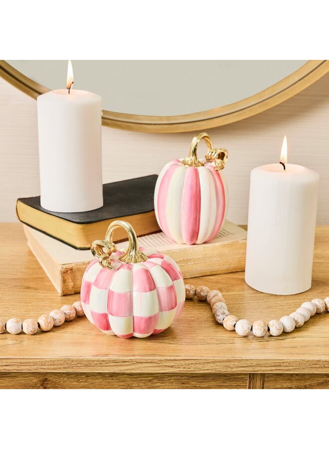 Bubblegum Check and Stripe Petite Pumpkins, Set of 2