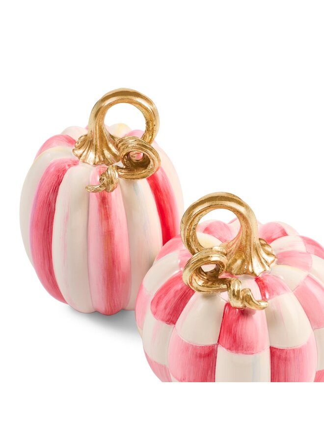 Bubblegum Check and Stripe Petite Pumpkins, Set of 2